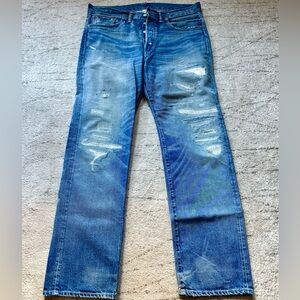 RRL Ralph Lauren Double RL  blue straight leg salvaged denim/Jeans - 34 / 32